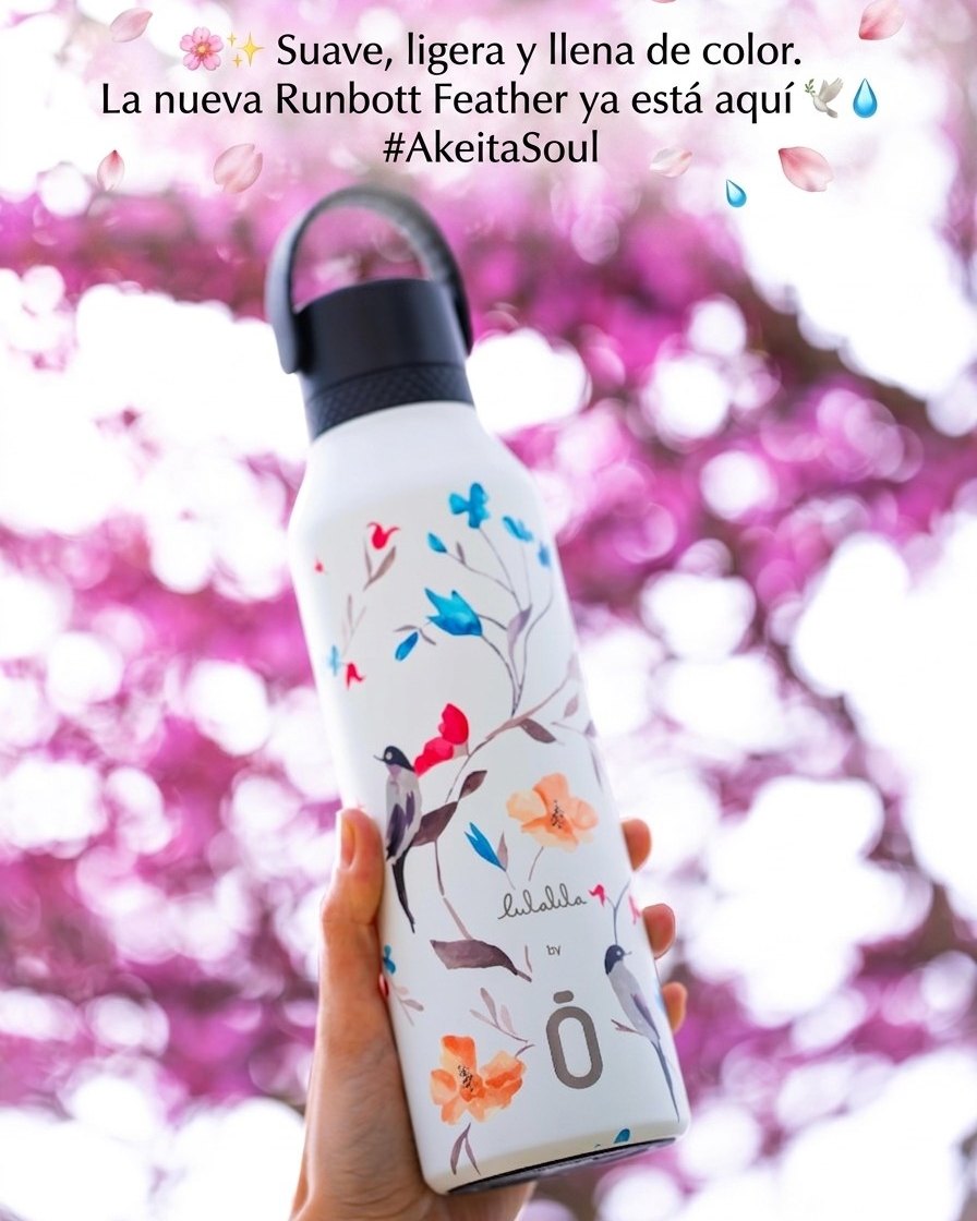 🌸✨ Suave, ligera y llena de color.
¡La espera ha terminado! La nueva Runbott Feather ya está aquí para revolucionar tu forma de hidratarte. 🕊️💧

Inspirada en la delicadeza de la naturaleza, esta botella no solo destaca por su diseño exclusivo de flores y aves, sino por ser increíblemente ligera. Es el complemento perfecto para quienes buscan estilo y comodidad en un solo objeto. ✨

En AkeitaSoul nos tiene enamorados por:
👉 Su acabado suave al tacto.
👉 Su ligereza extrema (¡parece que flota!).
👉 La capacidad de mantener tus bebidas perfectas mientras alegra tu día con sus colores. 🌷

Lleva la primavera contigo a donde quiera que vayas. Porque cuidar el planeta y estar a la última nunca había sido tan "light". 🌍💖

👉 ¡Sé de las primeras en tenerla! Encuéntrala ya en nuestra web. [Link en Bio]

#AkeitaSoul #RunbottFeather #NuevaColección #BotellasLigeras #EstiloYColor #HidrataciónConEstilo #EcoFriendly #RegalosOriginales #FloresYVida #AccesoriosImprescindibles #SostenibilidadConClase
